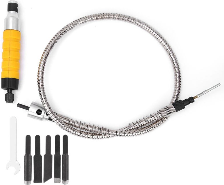 Set für Holzbearbeitungsmaschinen mit flexibler Welle, bestehend aus 5 Schnitzspitzen, Schraubenschlüssel und elektrisch...