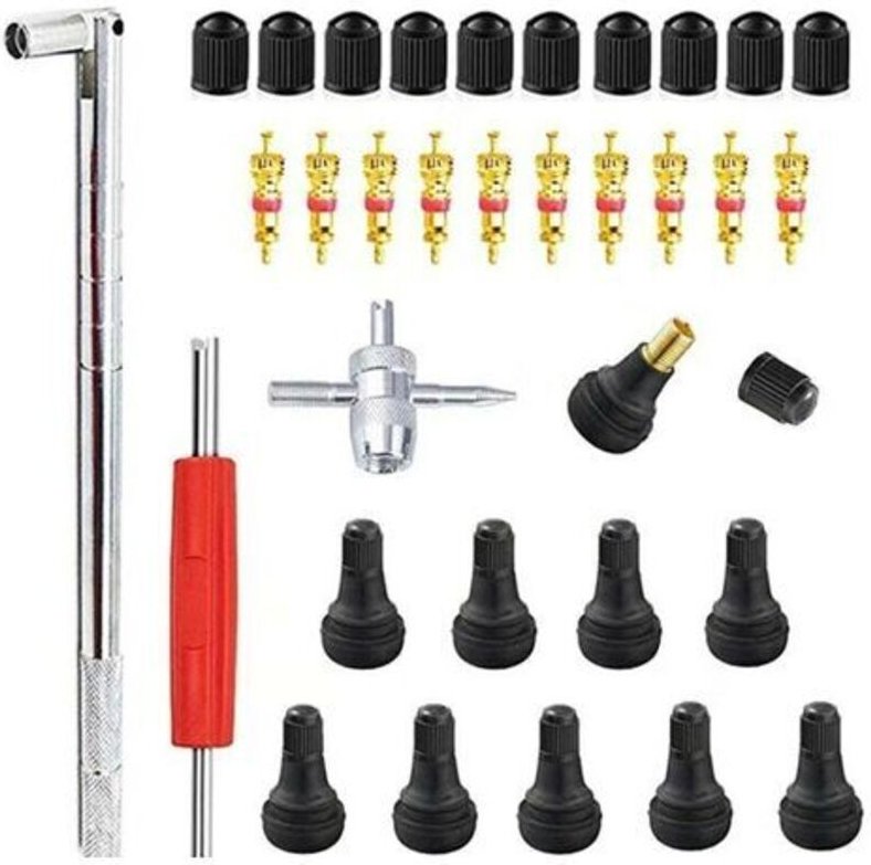 23-teiliges Reifenventil-Ausbauwerkzeug-Set für den Reifenwechsel am Auto, 10 Ventileinsätze, 4-in-1-Reparaturwerkzeug –...