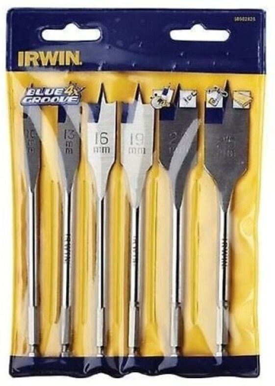 Irwin wiertło łopatkowe kpl. 6szt. blaue Rille 4x 10, 13, 16, 19, 22, 25 mm