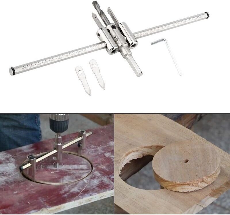 Verstellbarer silberner Kreislochschneider 30-300 mm, Säge, DIY-Holzbearbeitungswerkzeug für Schreinerarbeiten
