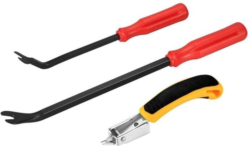 Polsterhefter, Nagelzieher, Heftklammerentferner, Polster- und Bauheftklammerentferner mit Nagelauszieher, 3-teilig