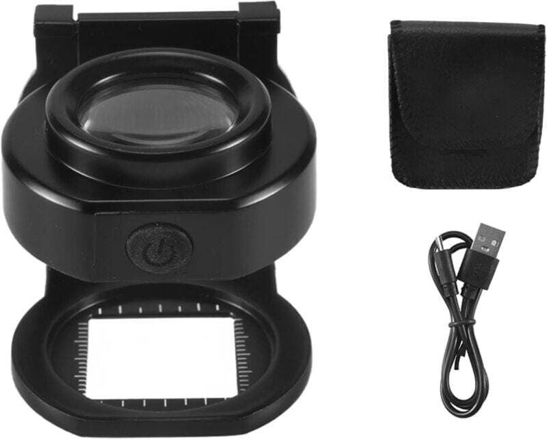 25-fache Vergrößerungslupe mit 6 Leuchten, USB-Anschluss, dreiteilig faltbar, tragbar, aus Metall, zum Nähen