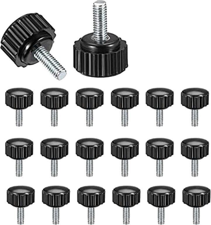 Rändelschraube mit Gewinde, 20 Stück x 10 mm Befestigungsschrauben Anschraubknöpfe Griffe Schwarz Rund Klemmen