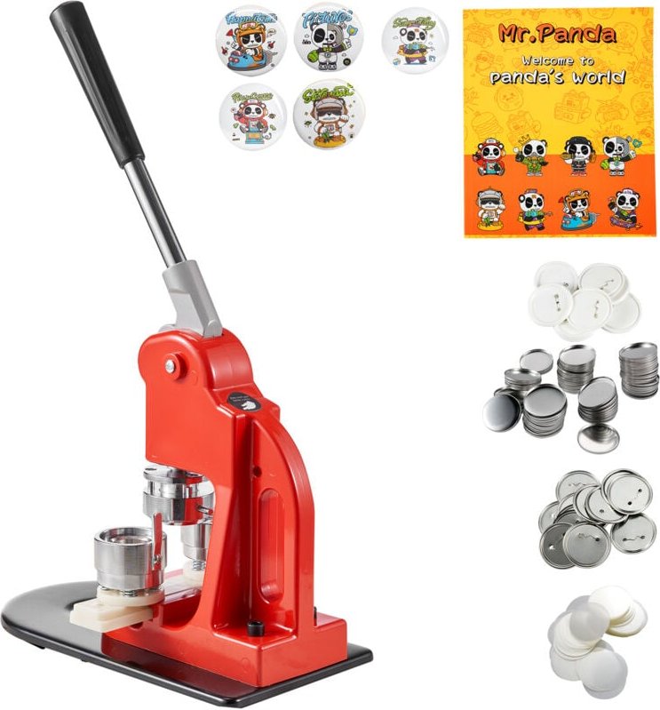 Mophorn - 32 mm Button-Maker-Maschine, DIY-Pin-Press-Set mit 500 Teilen, Kreisschneider und Zauberbuch – ideal zum Baste...