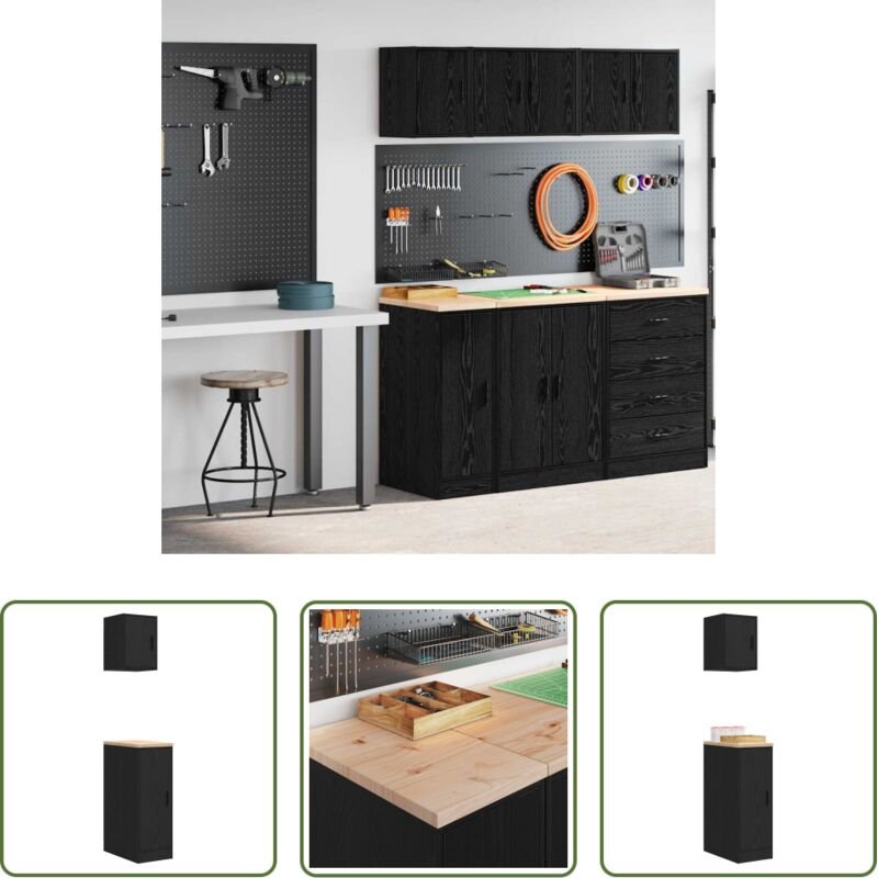 Werkzeugaufbewahrung - Garagenschränke 2 Stk. Schwarz Holzwerkstoff