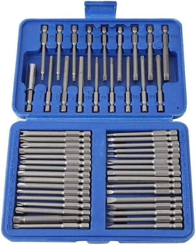 Set mit 50 elektrischen Schraubendreherbits, darunter Phillips-, Schlitz-, Torx- und Spezialformschraubendreher