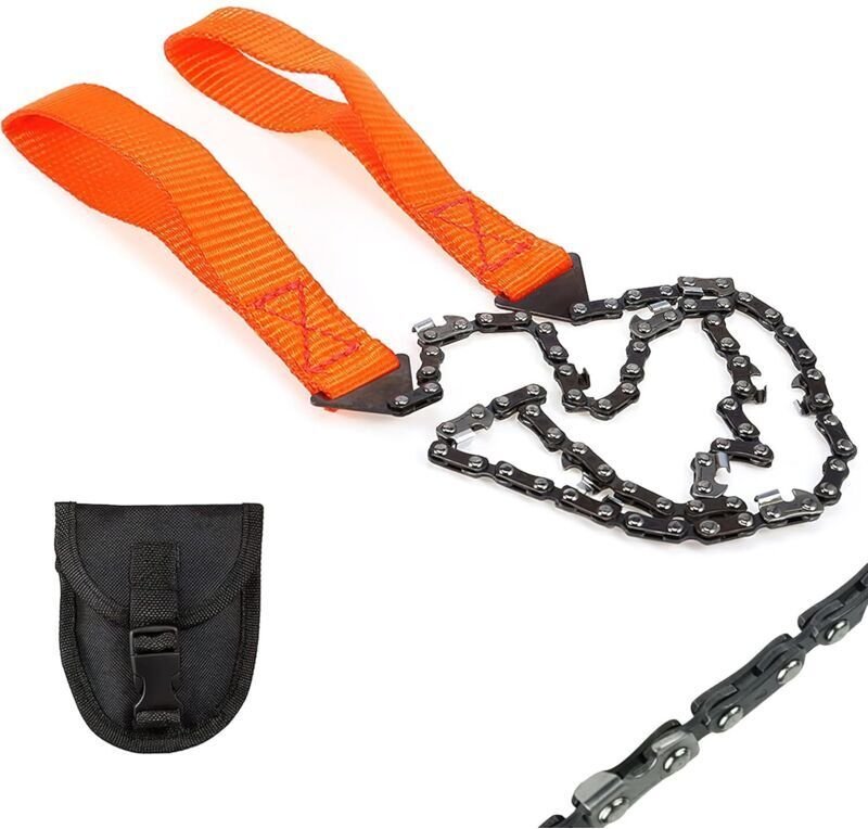 Tragbare, faltbare Taschenkettensäge – 11 Zähne für Camping, Wandern und Gartenarbeit