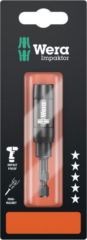 897/4 imp r sb Impaktor Halter mit Ringmagnet und Sprengring, 1/4' x 75 mm - Wera