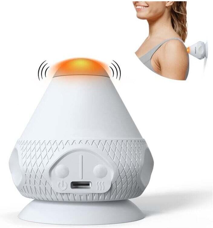 Vibrationsmassagegerät für Triggerpunkte – Massageball mit Saugnapf – Wärmet Rücken, Nacken, Arme und Schultern – Muskel...