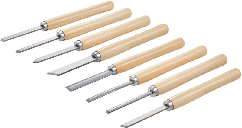 Mophorn 8-teiliges Drechseleisen-Set, Werkzeuge mit Klingen aus Kohlenstoffstahl, inklusive 2 Schrägmeißel, 1 Speerspitz...