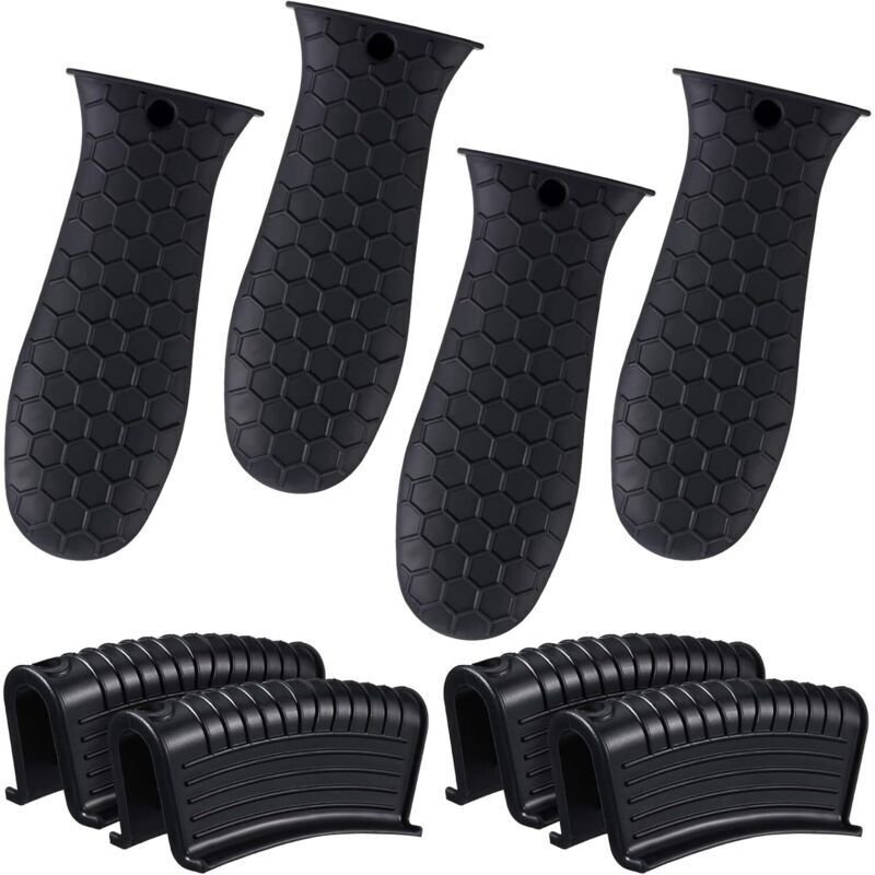 Set mit 8 Silikon-Ofenhandschuhen mit Griffen aus Gusseisen, hitzebeständig, rutschfest und wiederverwendbar für Pfannen...