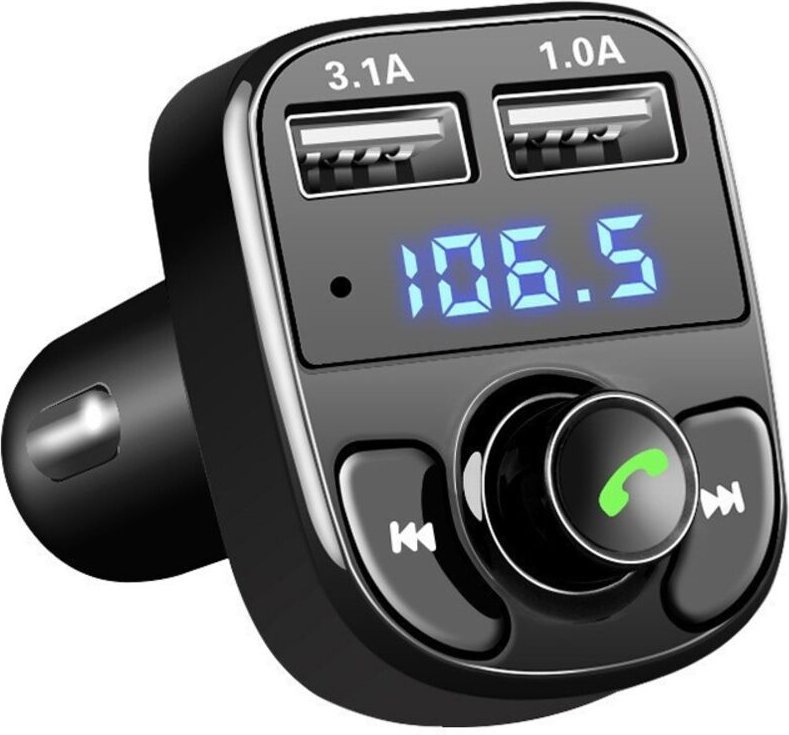 Bluetooth-Autoadapter, FM-MP3-Transmitter, Zigarettenanzünder-Ladegerät, Ladegerät mit 2 USB-Anschlüssen und Unterstützu...