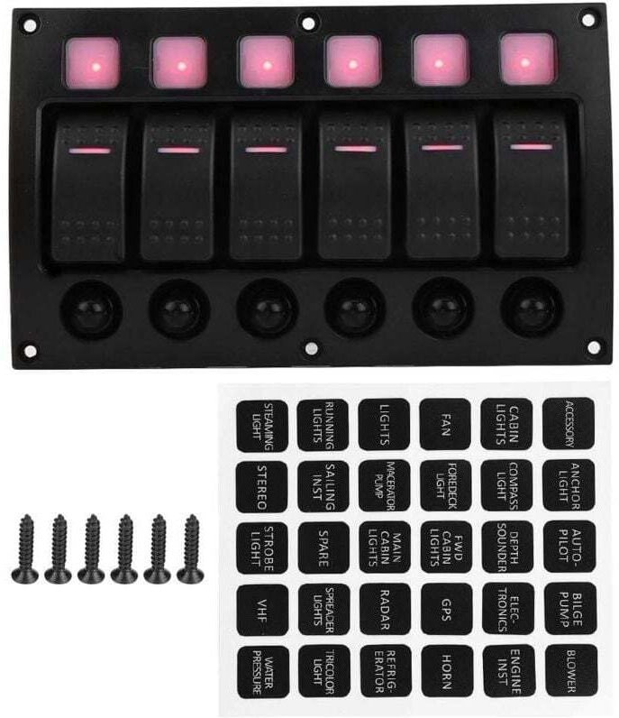 ZVD 6P 12/24V Auto Boot RV Yacht Wippschalter Panel mit LED Kontrollleuchte Leistungsschalter