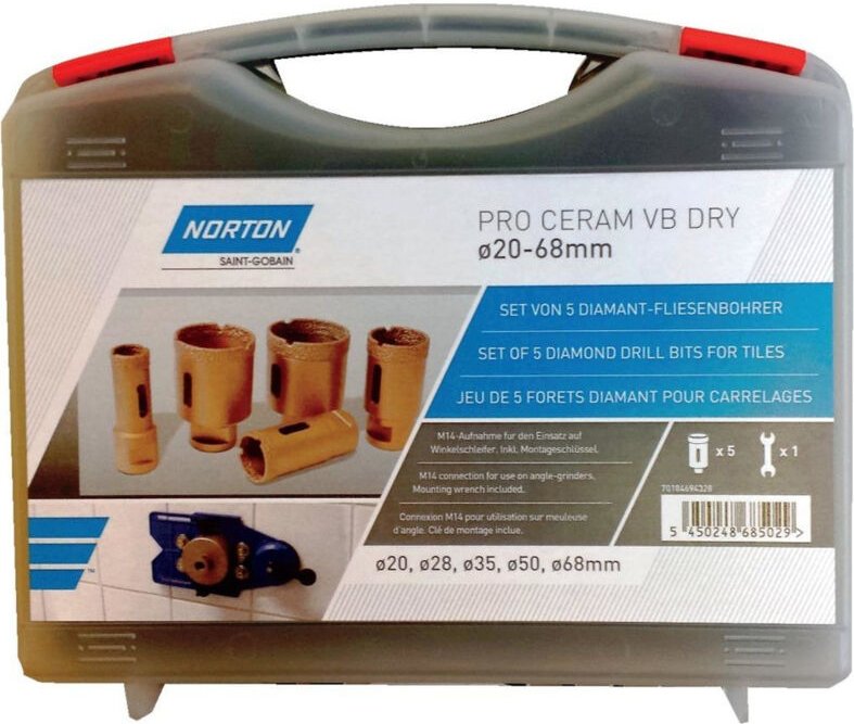 Clipper Fliesenbohrer extreme 6/8/10/12/35/45/68 mm Typ Sanitär 9tlg. - 70184694419 - Norton