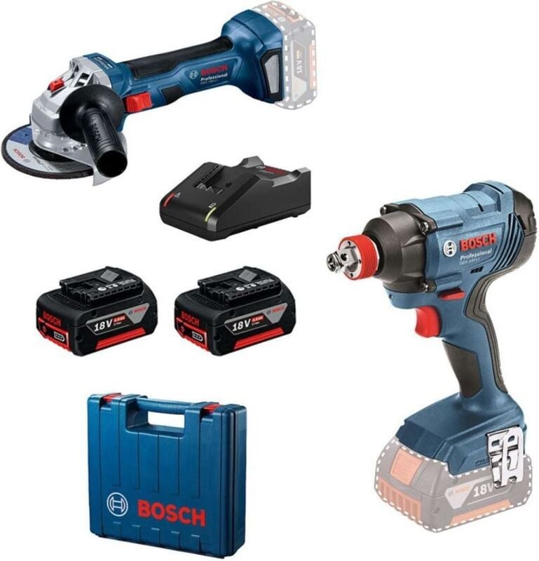 Bosch - Werkzeug - 18V Akku Schlagschrauber- und Winkelschleifer-Set, 2x Akku 4,0 Ah Li-Ion, Ladegerät 0615990N1U