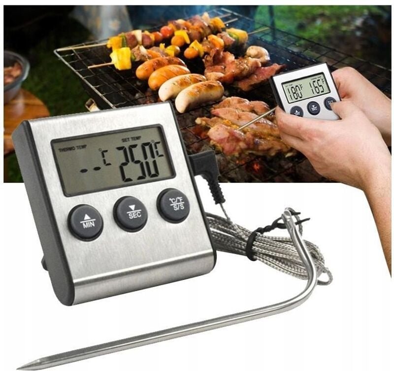 Elektronisches digitales LCD-Back-Küchenthermometer mit Sonde und Timer