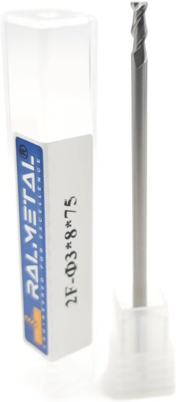 Vollhartmetall-Fräser für Aluminium, 2 Schneiden, 3 x 8 x 75 mm, 45 HRC