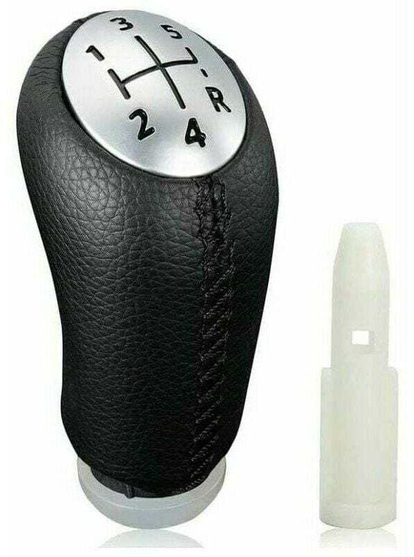 Aiperq - Pomo de cambio manual de cuero negro con adaptador para Renault Clio iii 2005-09, Megane 2 y Laguna 2003-09.