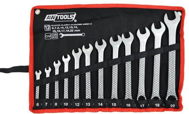 AWTOOLS Kombinationsschlüsselsatz, 12-teilig, 6, 7, 8, 10, 12, 13, 14, 15, 16, 17, 19, 22 mm