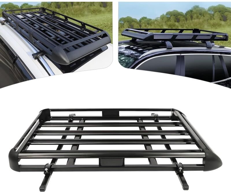 Dachhalter 140 cm, Universal-Aluminium-Dachgepäckhalter, Breite verstellbar, 150 kg tragbar, schwarz