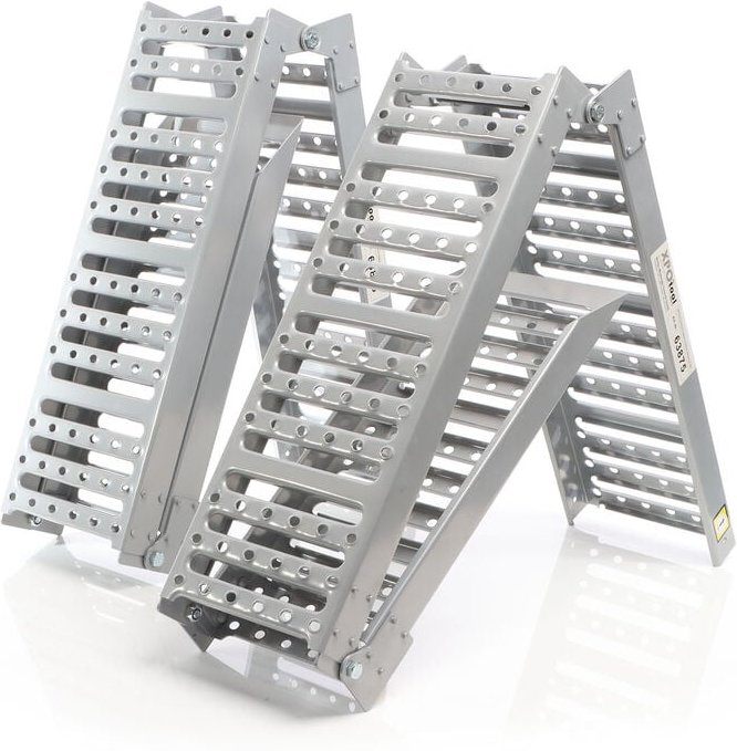 XPOtool 2x Auffahrrampe max. 800 kg 3-fach klappbar 195,5 cm für Motorrad ATV Quad, Stahl Auffahrschiene faltbar, Verlad...