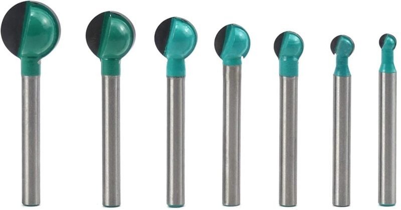 Holz-Fräser mit rundem Boden, 7 Stück, 6 mm Schaft, 6/8/10/12/14/16/19 mm, Fräser-Kernkasten-Bits, Schlitzfräser für Obe...