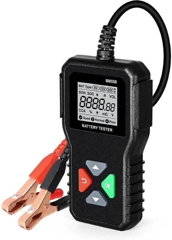 Autobatterietester BM550, 6V, 12V, 24V, mit 100 bis 2000 CCA Spannungstest, Batterieanalysator für Pkw und Lkw