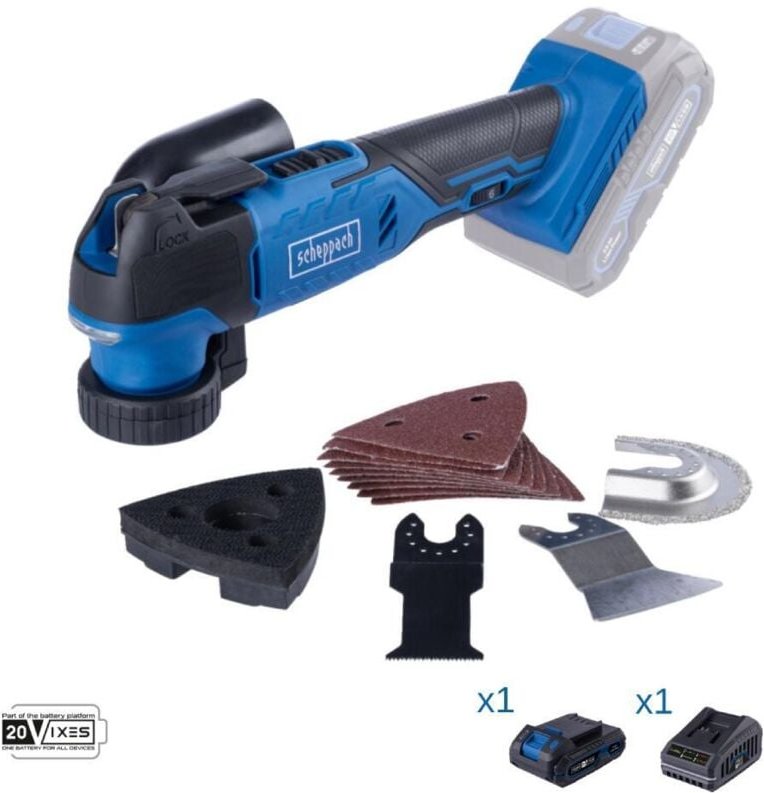 Multifunktionswerkzeug 20V Akku 2.0Ah und Ladegerat ixes Scheppach c-mt40-x