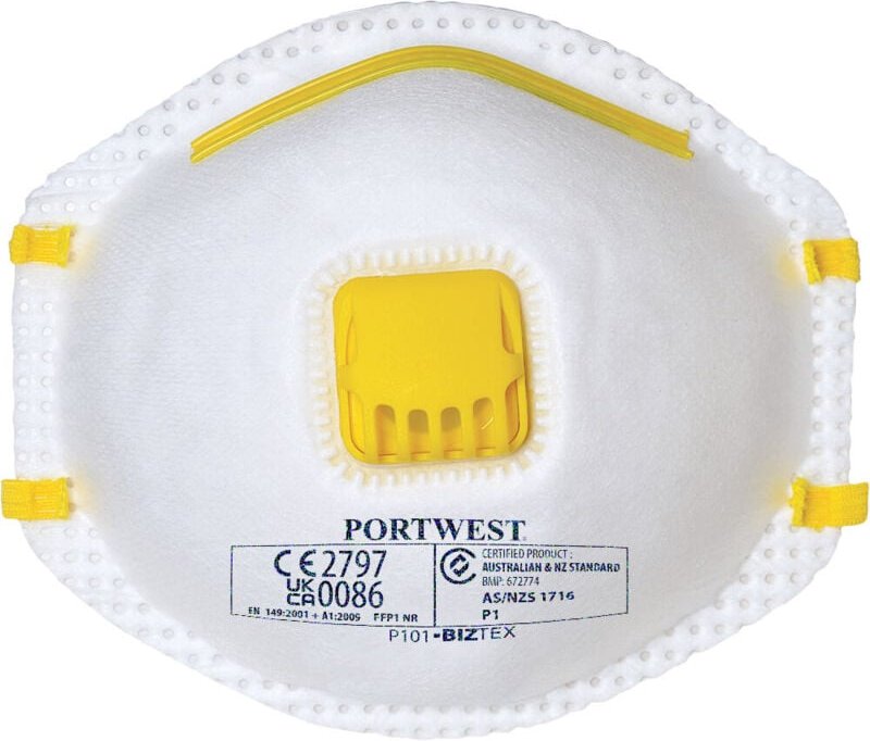 Schachtel mit 10 FFP1-Atemschutzmasken mit Ventil, Weiß