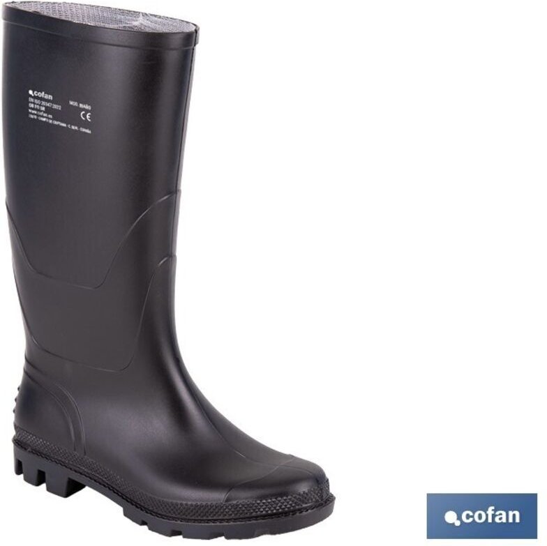 Schwarzer PVC-Hochwasserstiefel OB FO SR Größe 41