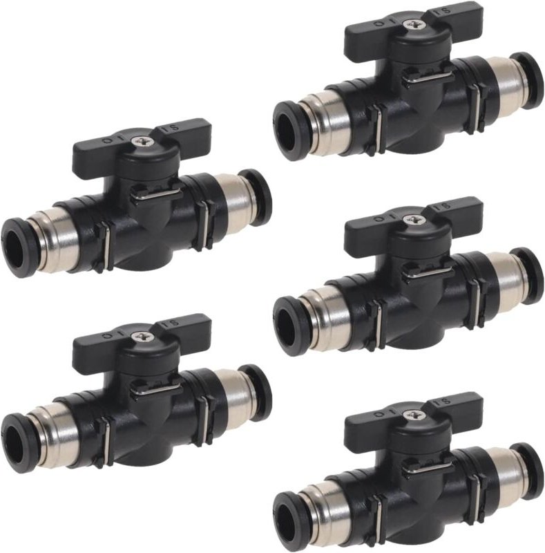 5 Stk Pneumatischer Kugelhahn, 10 mm Gerade Pneumatik Steckverbinder,Luftdurchfluss-Regelventil mit geradem Schnellansch...