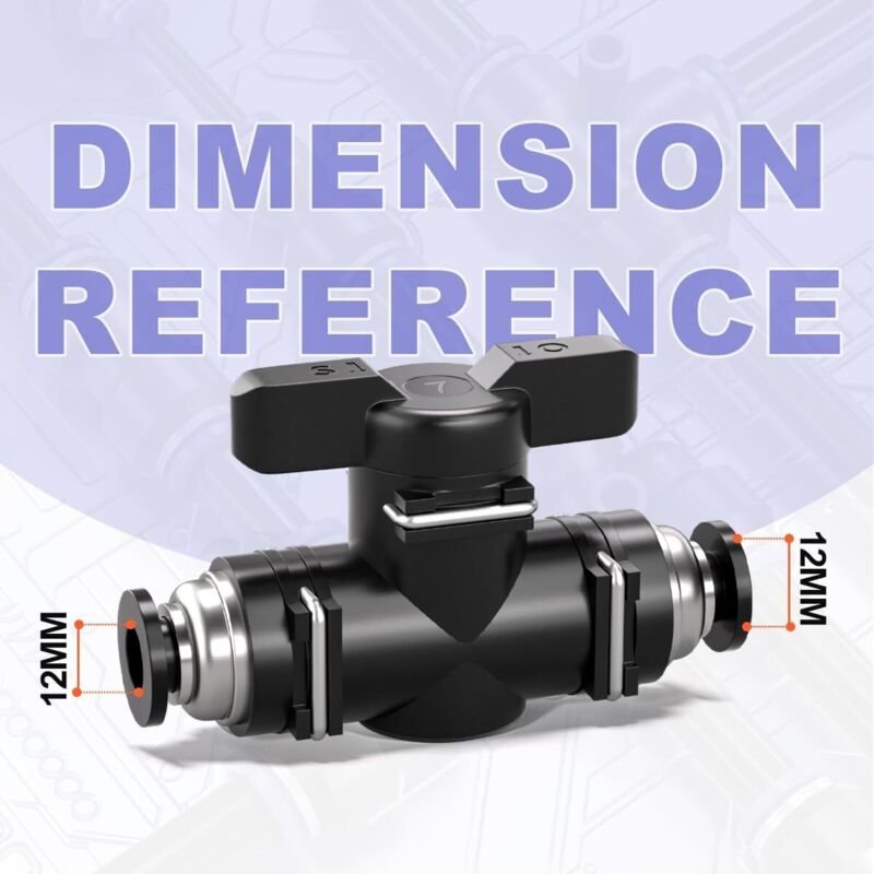 Stück 12-mm-Pneumatik-Kugelhähne zum Anschluss von Armaturen BUC-Luftstromregelventilen mit geraden Schnellkupplungen fü...