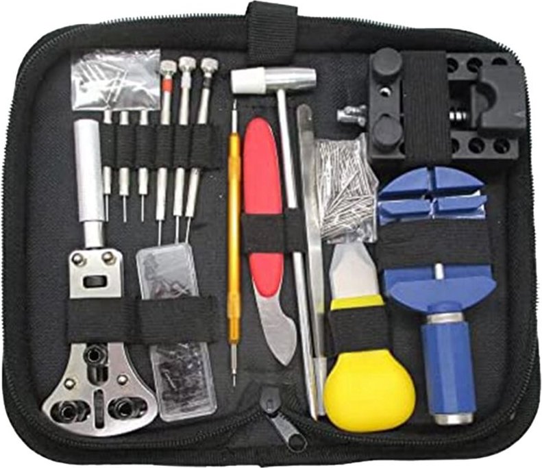 Uhrenreparaturset (147-teilig) Armbandentferner Bodenöffner Befestigungs- und Einstellwerkzeuge