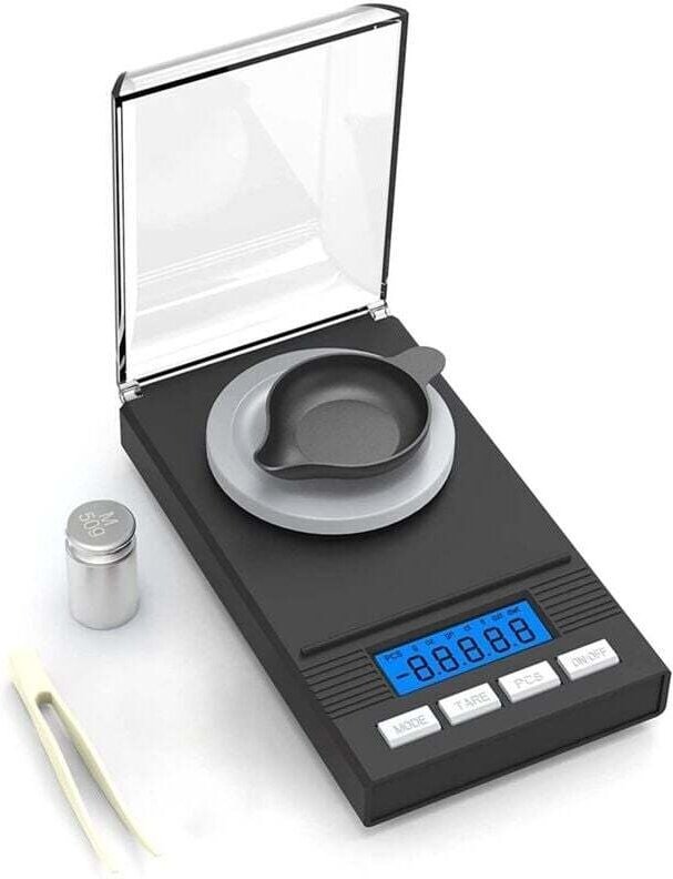 Milligrammwaage 50 g/0,001 g, Präzisionswaage, MG, Taschenwaage, Laborwaage mit LCD-Bildschirm, Briefgröße