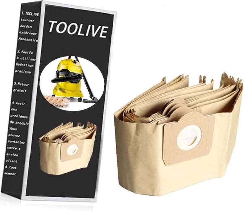 Kärcher WD3 Premium Staubsaugerbeutel, 5er-Packung mit geraden Beuteln