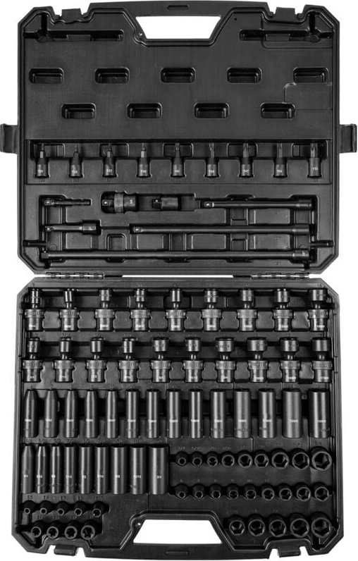 3/8'-Antriebs-Schlagsteckschlüsselsatz, 90-teilig sae 1/4'-3/4' und metrisch 6-19 mm, 6-Punkt Cr-Mo-Legierungsstahl für ...