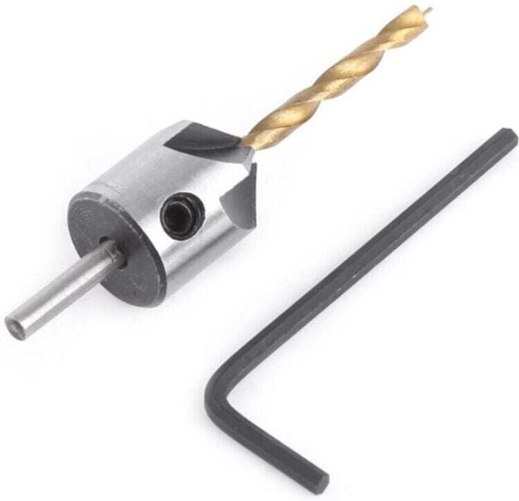 Holzbohrer mit Fräskopf, HSS-Stahl-Hochgeschwindigkeits-Holzbohrer, konischer Holzfräskopf mit Sechskantschlüssel, Reiba...