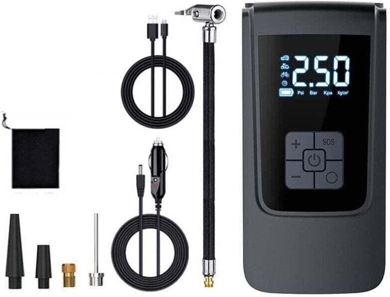 Compresseur d'air portable, mini pompe à air électrique 4000 mAh, pompe à vélo électrique avec écran LCD numérique, 4 mo...