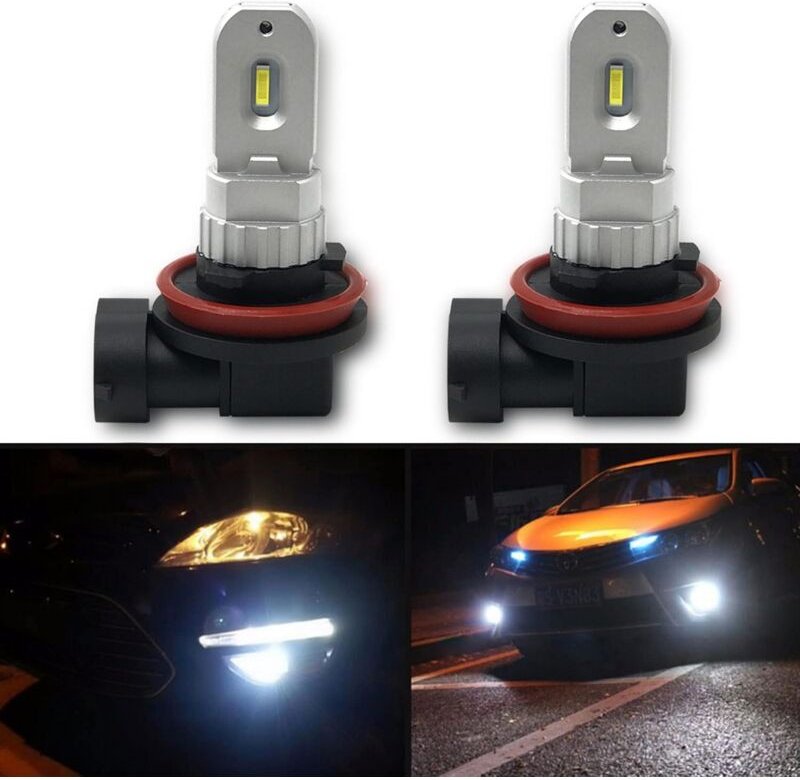 Ersandy - Birne H11 h8 H9 H16 LED-Nebelscheinwerfer, Reinweiß 6000 k, fehlerfrei odb 12 w 1200 lm LED-Tagfahrlichter für...
