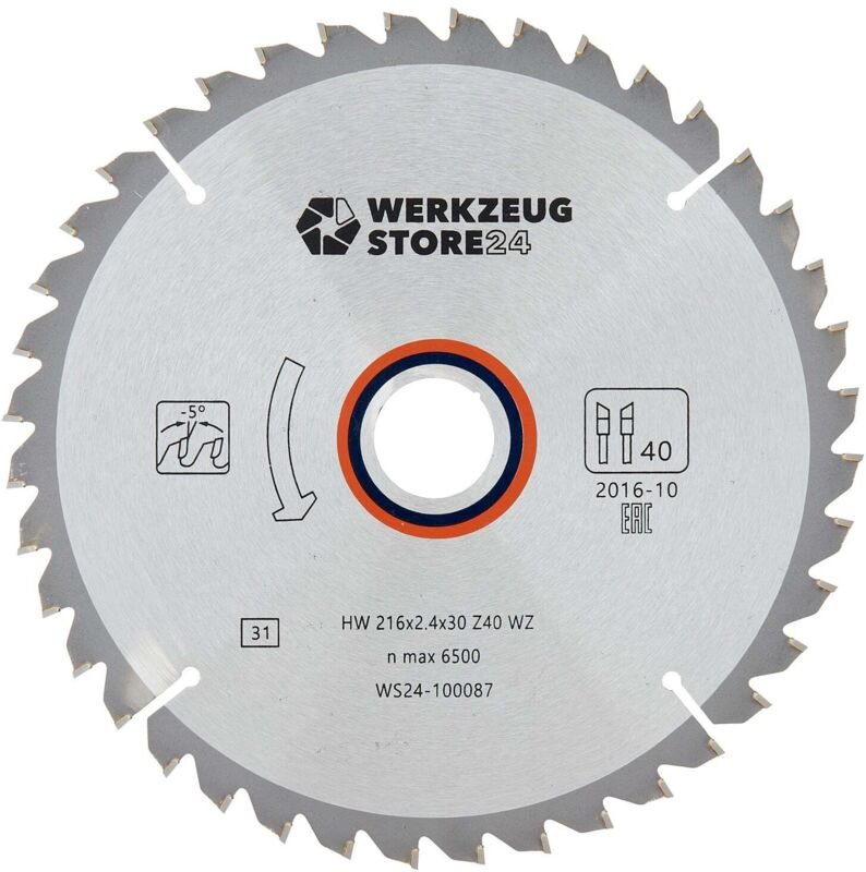 Hm Kreissägeblatt universal 216 x 2,4 x 30 fz 40 100087 - Ws24