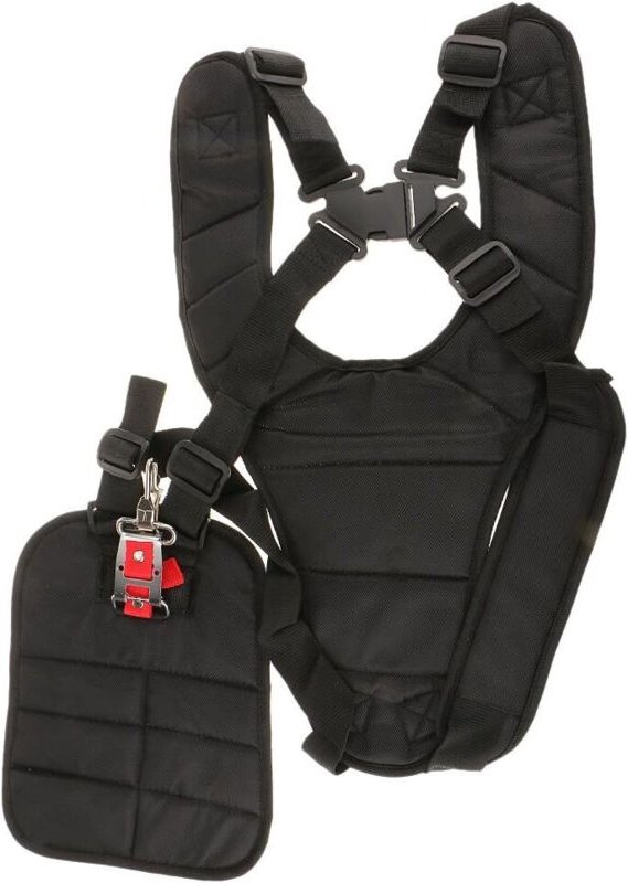 Doppelter Schultergurt, gepolsterter Sicherheitsknopf für STIHL Husqvarna ECHO Freischneider, Rasenmäher