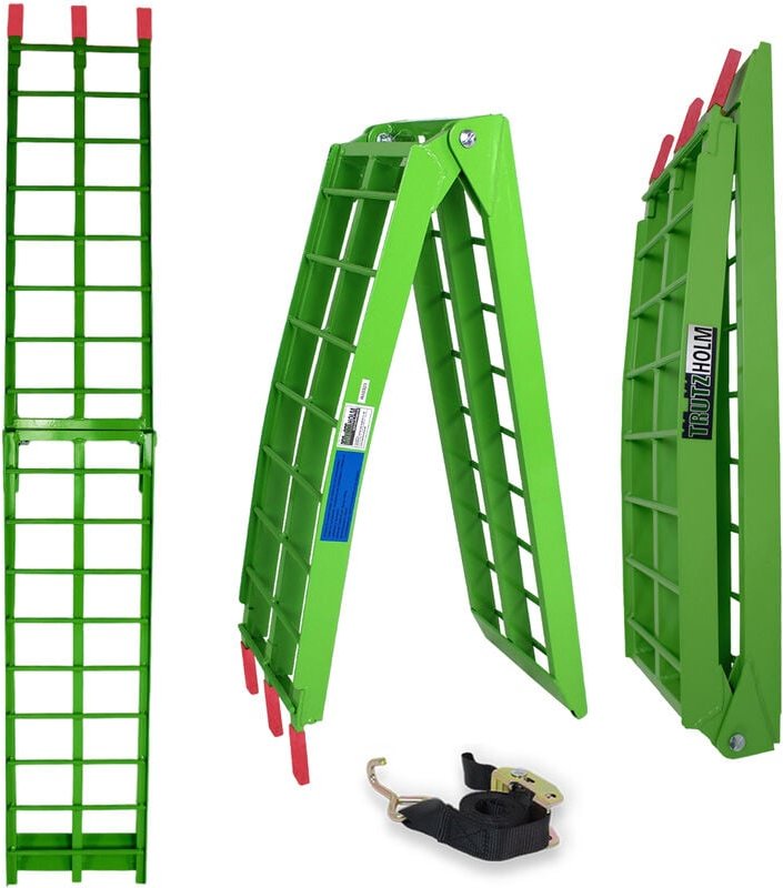 Trutzholm 1 x Auffahrrampe klappbar 180 cm Traglast 340 kg Alu grün Riffelstab Verladerampe