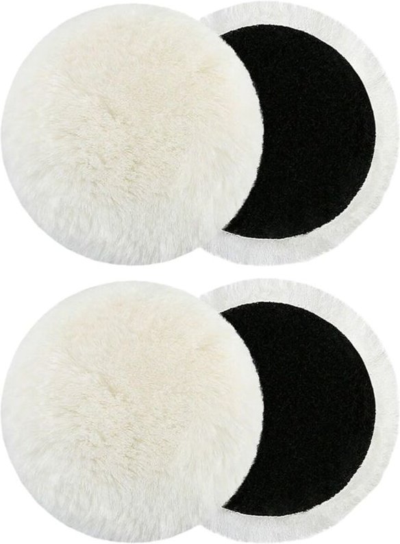 Polierzubehör kompatibel mit dem Bosch BESPOTCL Exzenterschleifer: 4 Stück 125-mm-Polierpads aus Lammwolle für Lackpolit...