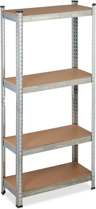 Schwerlastregal verzinkt, Traglast 700kg, 150x70x30 cm, 4 Böden, zum Stecken, Stahl, Lagerregal Keller, silber - Relaxda...