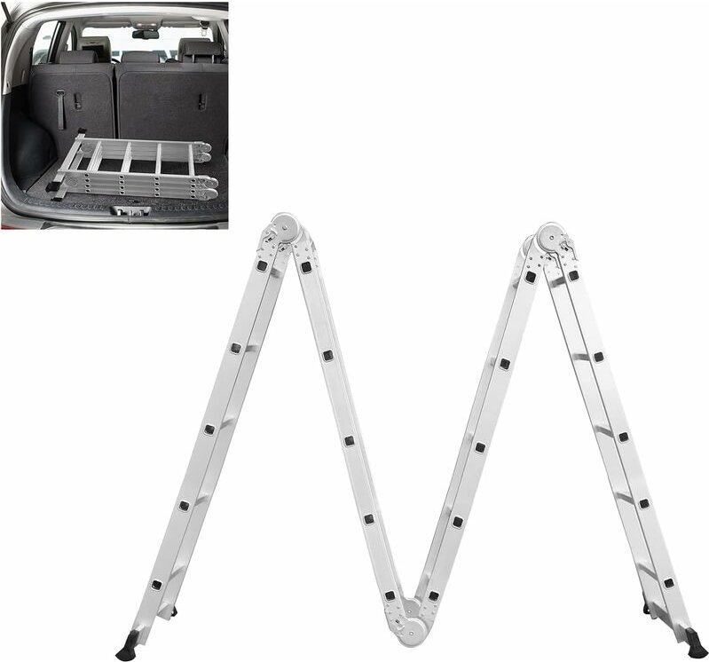 6 in 1 Mehrzweckleiter Aluminum Gelenkleiter Leiter Klappleiter Kombileiter Silber Multifunktionsleiter Vielzweckleiter ...