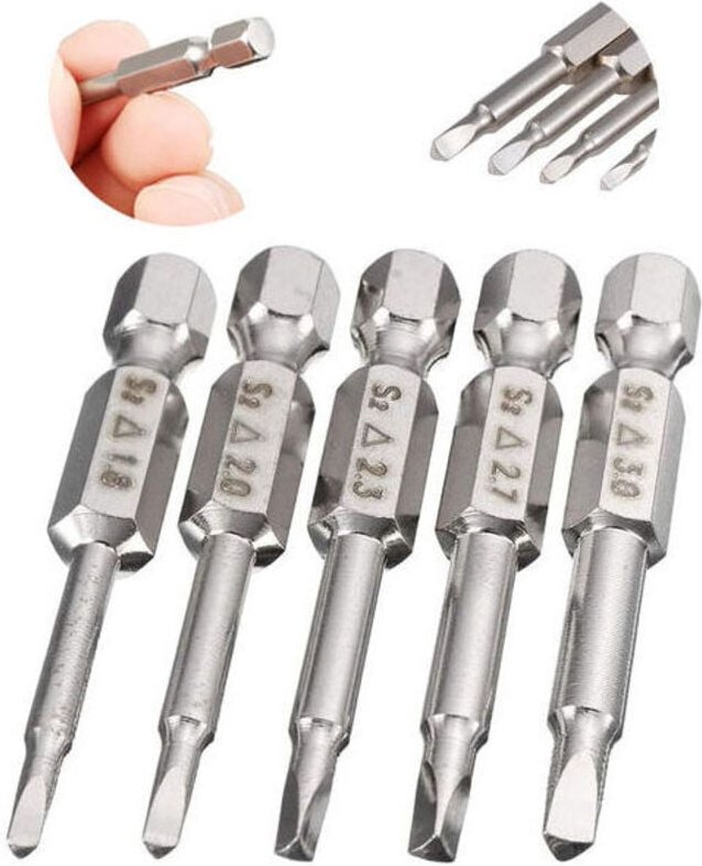 5-teiliges 50-mm-Set mit Sechskant-Dreieckskopf-Schraubendreherbits für elektrische Schraubendreher, magnetische Schraub...
