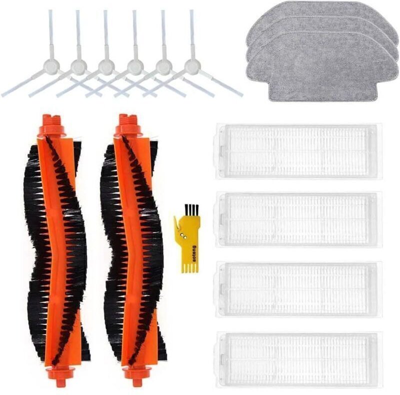Ersatzzubehörset für Xiaomi Mi Robot 2S / Vacuum-Mop P / Robot Vacuum S12 Staubsauger: 2 Hauptbürsten, 4 Filter, 6 Seite...