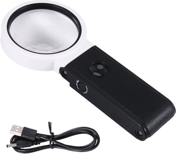 Lupe mit Licht und Ständer, freihändige Handlupe 6X 25X verstellbare Faltlupe mit LED-Beleuchtung