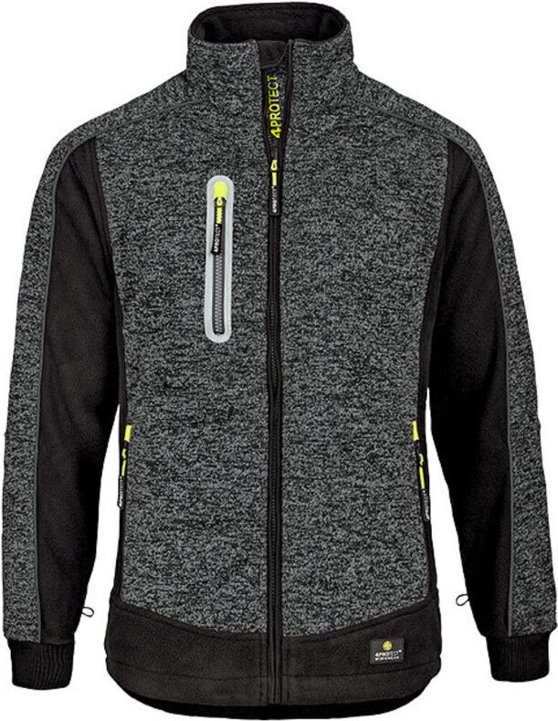 Wetterschutz Fleecejacke MAINE schwarz/weiß melange Größe 5XL