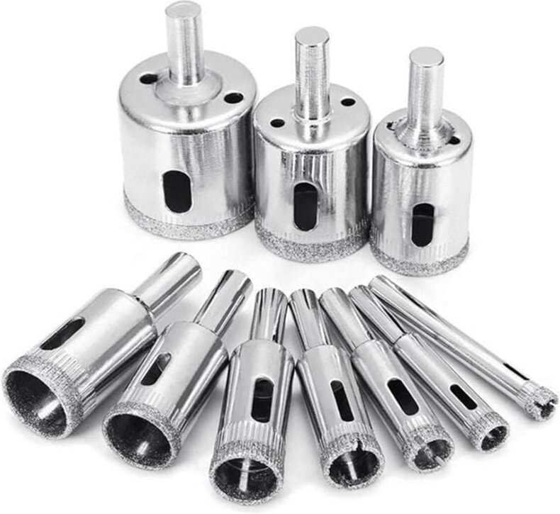 Satz mit 10 Mehrzweck-Diamantbohrer für Glas, Fliesen, Marmor, Granit, Keramik – Bohrwerkzeug für Elektrobüchsen, 8 mm b...